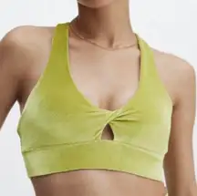 Fabletics Oasis Velour Chartreuse Twist Bra XL