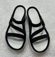 Crocs Iconic Comfort Womens Swiftwater Sandals Black & White Slides Sz 8 SB #5