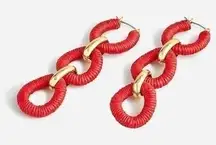 NWT-J Crew Cotton raffia-wrapped‎ chain earrings Crisp Begonia
