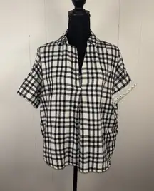 Madewell Courier Button-Back Shirt in Double-Faced Plaid Size S Short Sleeve