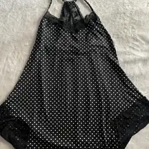 Secret Treasures Black and White Polka Dot Lace Chemise