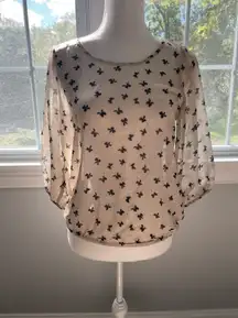 EUC sheer bow blouse - size small