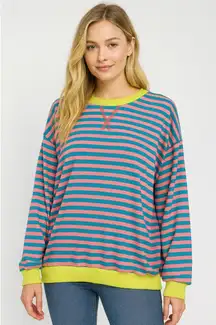 Amazon striped oversized crewneck sweater size M