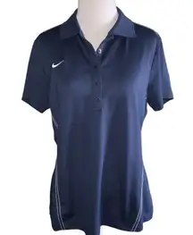 Nike 452885 Ladies Dri-FIT Sport Swoosh Pique Polo Top Midnight Navy Large