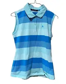 Dianna Blue Striped collared Sleeveless Golf Polo Tank Shirt Women’s Size Medium