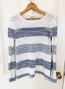Cabin Klein Marled knit white & blue boho long sleeve