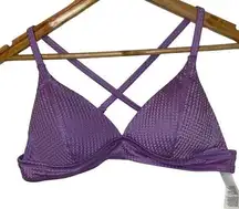 Cupshe Purple Bikini Top XL Womens Textured Padded Removable Cups Summer Beach