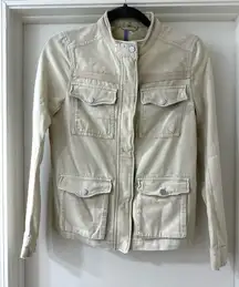 Free People Tan Utility Jacket with Distressed Look, Pockets, Size XS