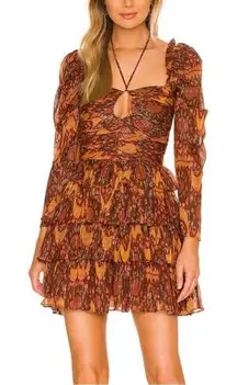 New House of Harlow 1960 x REVOLVE Cotton Fairy dress long sleeve brown Sz M