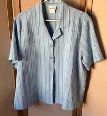 Vintage BonWorth Light Blue Striped Petite Top medium petite