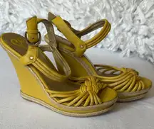 Seychelles Yellow Wedge Sandals‎ Espadrille Platform Heels Size 7.5