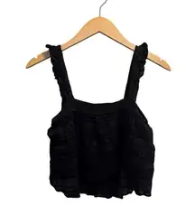 Altar’d State Ruffle Strap Crop Tank Top Women’s Size S Black Sleeveless Flowy