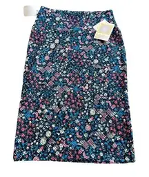 Lularoe Multi Color Pinks Blues Cassie Pencil Skirt Size XS NWT #1356