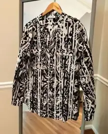 Calvin Klein Animal Print Button Down Blouse Large