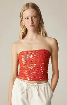 NWT J. Crew Broken-in Jersey Tube Top Mirror Embellishments Aperitif Red