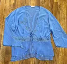 La Perla periwinkle blue silk Light Blue Sheer Kimono coverup lingerie size 4
