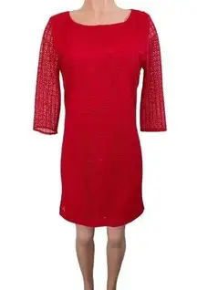 Trina Turk Red Eyelet Dress Size 6 Peekaboo Back Cut Out