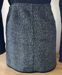 Gray Zip-Front Flannel Tweed Miniskirt 