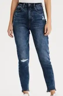 AE Highest Rise Mom Distressed Raw Hem Denim Jeans