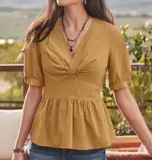 Sundance Velvet/ Corduroy Puff Sleeve Short Sleeve Blouse, Size Medium