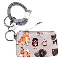 Vera Bradley  Dog Show Zip ID and Lanyard Gray