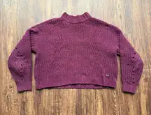 Women’s Burgundy Hollister Oversized Cropped Knit High Neck Sweater - Size XS