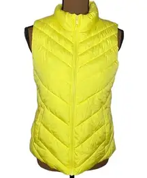 GAP warmest puffer neon yellow shooting star quilted winter vest size XS