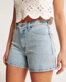 ABERCROMBIE- The 4” Mom Shorts High Rise Blue Jean Demin Summer Casual