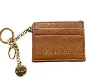 Steve Madden  Card Wallet Charms Keychain Case Brown Gold Tone Yellow Mini Logo