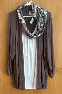 CJ Banks Cardigan‎ Tank Scarf Bundle NWT 2x