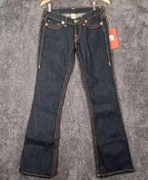 True Religion Blue Flare Wide Leg Jeans Eve Big T Low Rise Cowgirl Rodeo