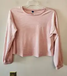 Old navy fleece pink cropped sweatshirt size womens medium