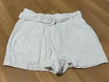 Express White Linen Blend Belted Shorts 8