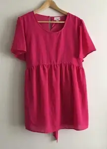3/$15 - Isabel Maternity Crewneck‎ Short Sleeves Dress Belt Pink Womens S…