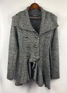 Women’s I.N.C Small Sparkly Dark Grey Pea Coat Style Cardigan