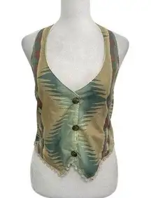 Southwestern Aztec Western Tie-Back Halter Sleeveless Top Blouse size L/XL