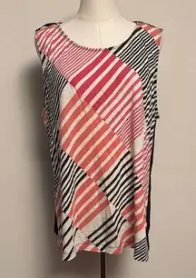Van Heusen Pink and Black Graphic Sleeveless Tank