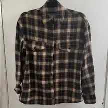 Pretty little thing Plaid Button-Up Shirt brown/black size 8