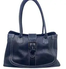 Tod S Buckle Magnetic Black Pebble Leather Shoulder Bag