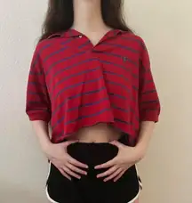 Polo Ralph Lauren red striped crop top polo shirt