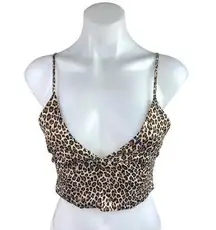 Zara Beige Black Leopard Animal Print Sleeveless Cami Camisole Crop Top Size S