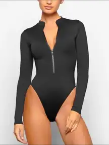 NEW !!  Swim  Zip Front Long Sleeve One piece - ONYX