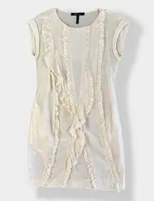 BCBG MAXAZRIA Woven 100% Silk Ruffled Dress in color Chalk‎ Size XS