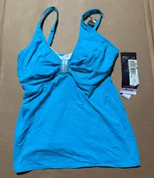 Women’s Coco Reef Twist Tankini Swim Suit Top 38C Cup Sea Blue NWT Under Wire