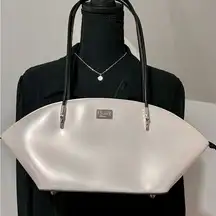 Recycled army boots bag iridescent white