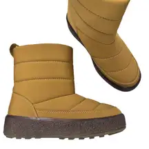 Madewell Toasty Puffer Boots Womens 6 Snow Tan Slip On Warm Winter Waterproof