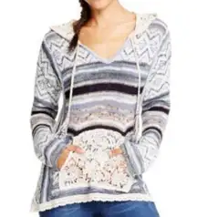 American Rag sweater with lace pouch pocket & hood