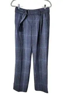 A NEW DAY Stretch Plaid Trousers Dress Pants Wide Legs Size 2 Self belt