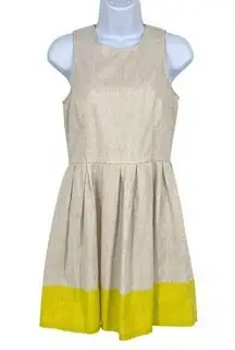 Gap Linen Blend Sleeveless A-Line Dress Size 0 Beige Yellow Colorblock