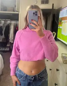 pink cropped sweater